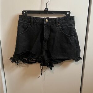 Black Distressed Denim Shorts